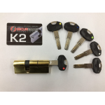 Cilindro K2 10 Perni chiave-chiave OTTONE LUCIDO 50-50 - 1+5chiavi 0CK2