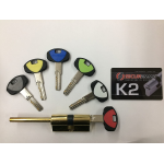 Cilindro K2 10 Perni Codolo-chiave OTTONE LUCIDO  30-30-1+5chiavi 0CK2