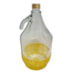 DAMIGIANA VETRO 5 LITRI - BOTTIGLIONE CON CHIUSURA A VITE - CESTO IN PLASTICA - 5 LITRI, TRASPARENTE/GIALLO, 18X18X35CM - 1 PEZZO